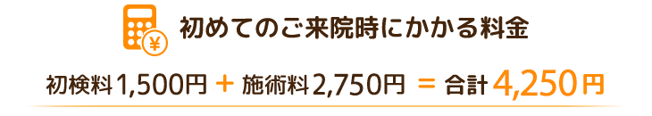 初めてのご来院時にかかる料金